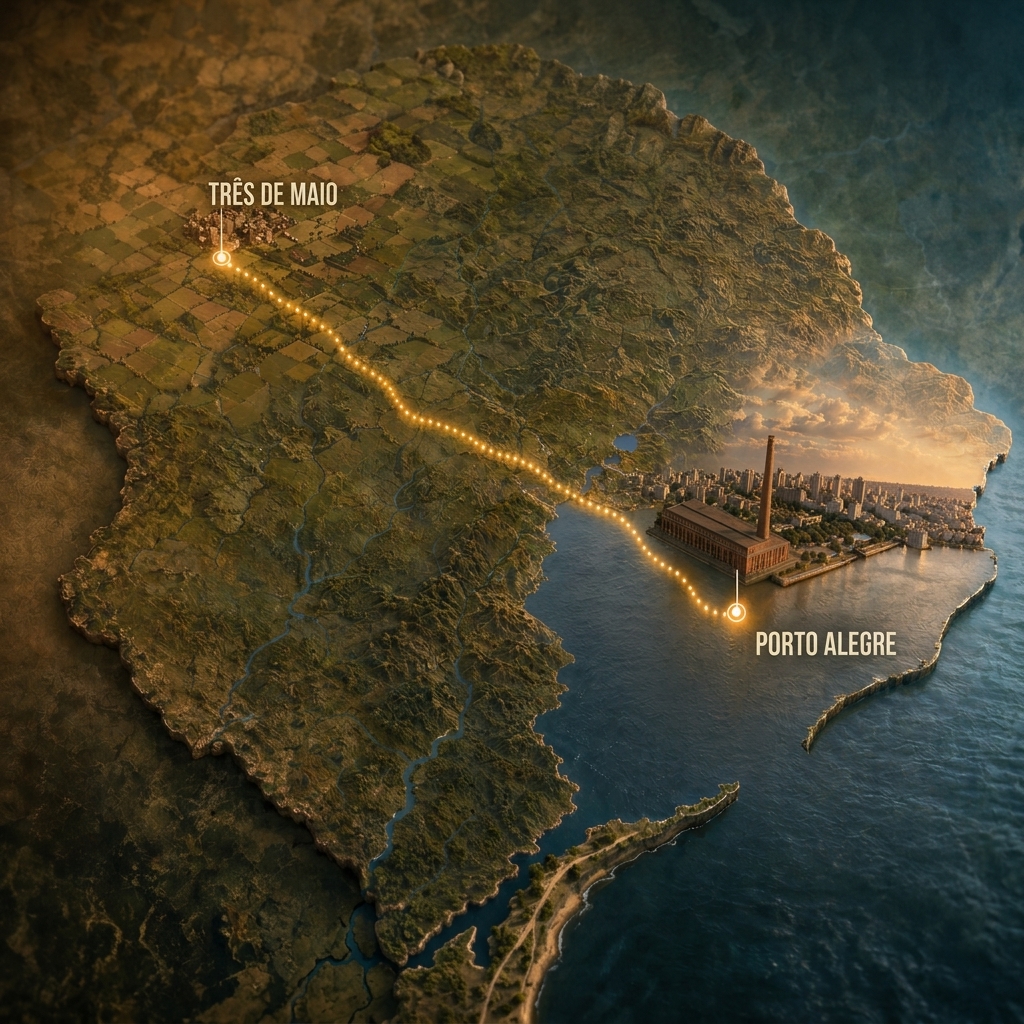 Mapa do Rio Grande do Sul - Três de Maio a Porto Alegre